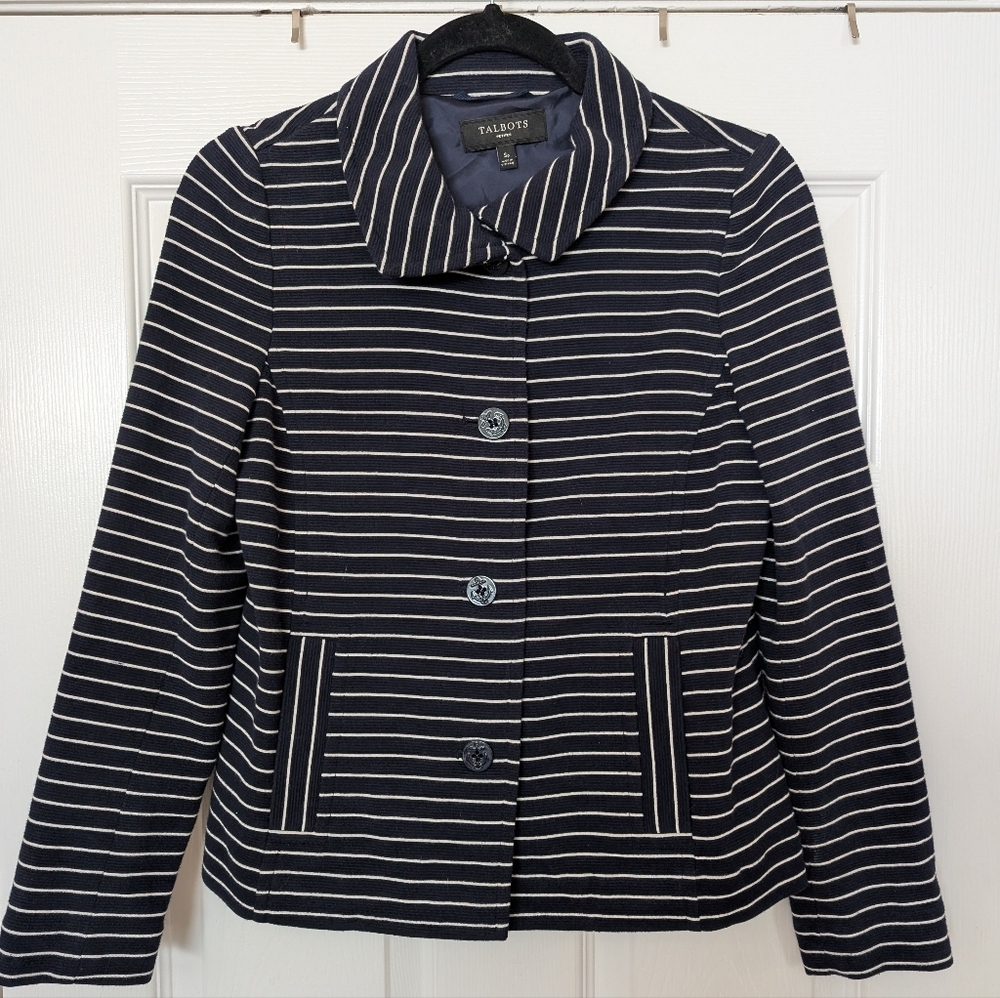 TALBOTS Nautical Striped Blazer Jacket